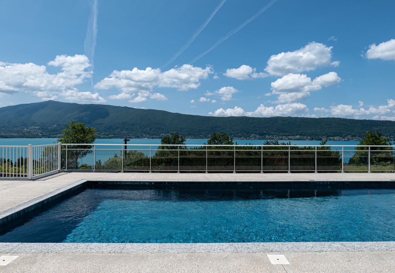 Appartement à Veyrier-du-Lac - L'EOS : Vue lac avec piscine